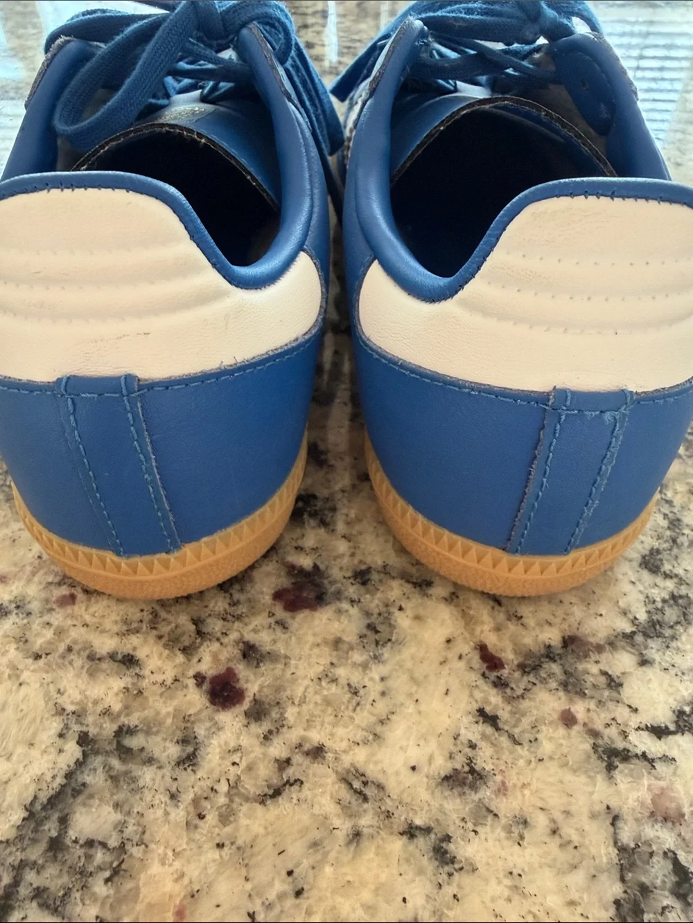 adidas Kids Blue Sneakers with White Stripes and Gum Sole